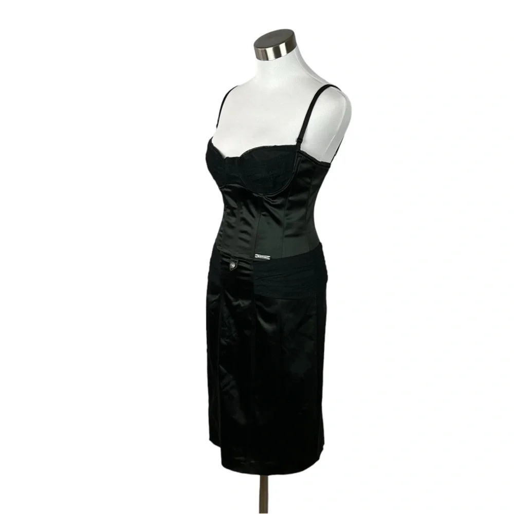 Galliano Vintage Y2K 2000’s Collection Black Spaghetti Strap Bustier Dress - Picture 3 of 9